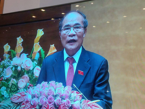 Chủ tịch QH Nguyễn Sinh Hùng khẳng định QH Việt Nam sẽ làm hết sức mình đóng góp vào việc duy trì và phát triển quan hệ hợp tác hữu nghị với Trung Quốc - Ảnh chụp qua màn hình