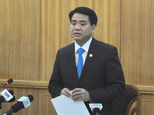 Tân Chủ tịch UBND TP Hà Nội Nguyễn Đức Chung tại buổi gặp gỡ báo chí - Ảnh: Thùy Dương