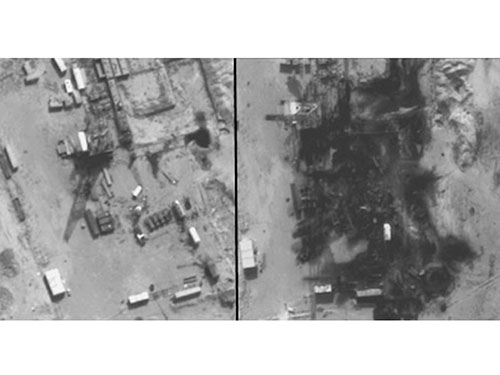 
Nhà máy lọc dầu Gbiebe Modular do IS kiểm soát ở Syria

trước và sau khi bị liên quân do Mỹ đứng đầu không kích hồi cuối tháng 9-2014 Ảnh: Không quân Mỹ
