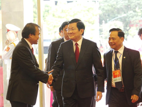 Chủ tịch nước Trương Tấn Sang tới dự Đại hội Đảng bộ TP Hà Nội