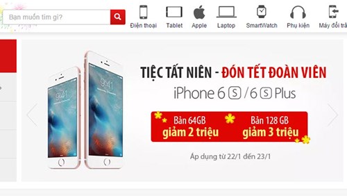 
Sau đợt giảm giá mạnh iPhone 5S, nhiều nhà bán lẻ tại Việt Nam tiếp tục gây sốc khi giảm giá loạt iPhone mới của Apple - Ảnh chụp màn hình
