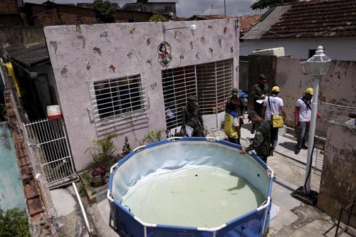 Binh sĩ Brazil kiểm tra một ngôi nhà trong chiến dịch diệt trừ muỗi gây nên dịch bệnh Zika Ảnh: REUTERS