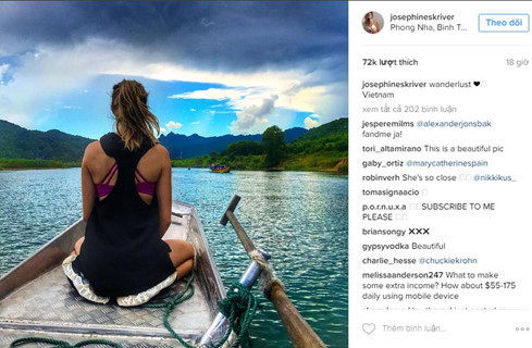 Josephine Skriver trên đường thăm động Phong Nha