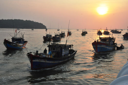 Tàu đánh cá của ngư dân tỉnh Quảng Ngãi ra khơi bám biển Ảnh: Tử Trực