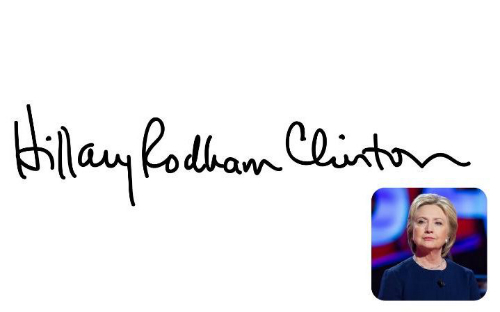 Chữ ký của bà Hillary Clinton. Ảnh: Telegraph