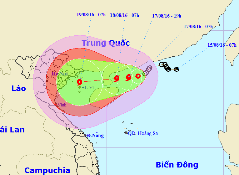 
Vị trí và dự báo đường đi của áp thấp nhiệt đới - Nguồn: Trung tâm dự báo khí tượng thủy văn Trung ương
