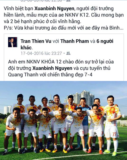 Bạn bè của anh Bình chia sẻ nỗi đau trên trang Facebook