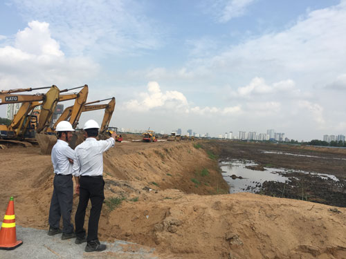 Hồ cảnh quan có chức năng điều tiết nước được khởi công tại dự án Lakeview City của Novaland
