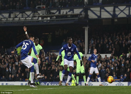 Hậu vệ Ramiro Funes Mori (25) sút bóng ghi bàn