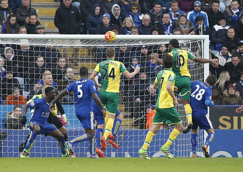 Norwich tấn công áp đảo trước cầu môn Leicester