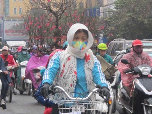 Người dân Hà Nội mua sắm đón Tết trong cái lạnh thấu xương đợt rét đậm vừa qua - Ảnh: Văn Duẩn