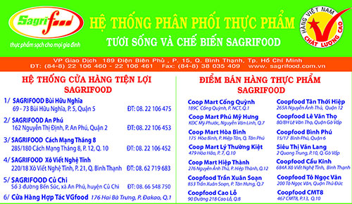 
Các điểm bán của Sagrifood
