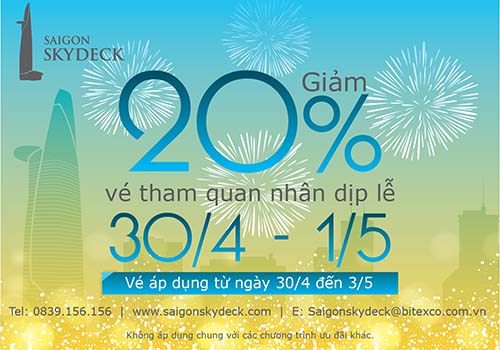 Saigon Skydeck giảm 20% giá vé tham quan dịp lễ 30-4, 1-5