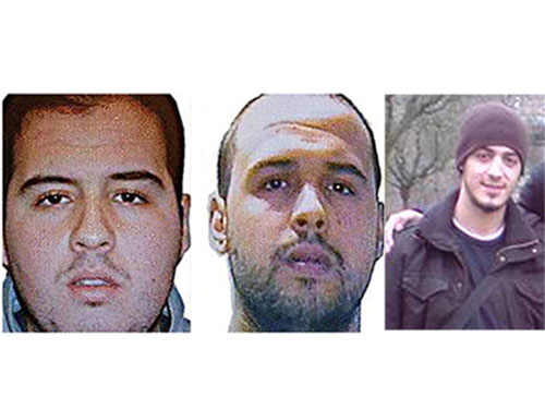 Từ trái qua phải: Ibrahim el-Bakraoui, Khalid el-Bakraoui và Najim Laachraoui Ảnh: Caters, EPA