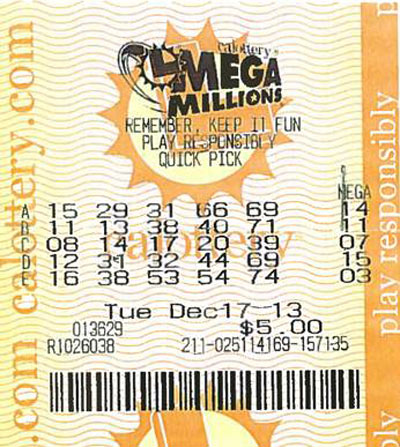 
Một tờ vé số của trò Mega Millions. Ảnh: Mega Millions
