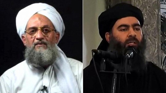 Thủ lĩnh al-Qaeda Ayman al-Zawahiri (trái) và thủ lĩnh IS Abu Bakr al-Baghdadi. Ảnh: ABC News