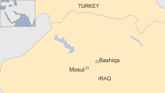 Một tiểu đoàn của Thổ Nhĩ Kỳ đã tới thị trấn Bashiqa. Ảnh: Reuters
