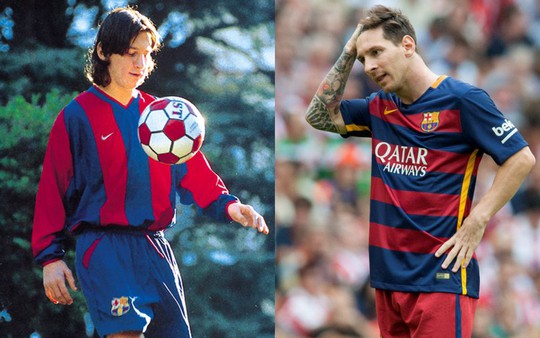 
Messi lúc mới vào nghề và hiện tại
