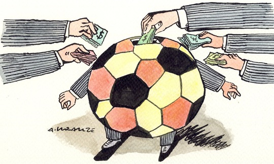 Biếm họa về tình trạng tham nhũng của FIFA Ảnh: Telegraph