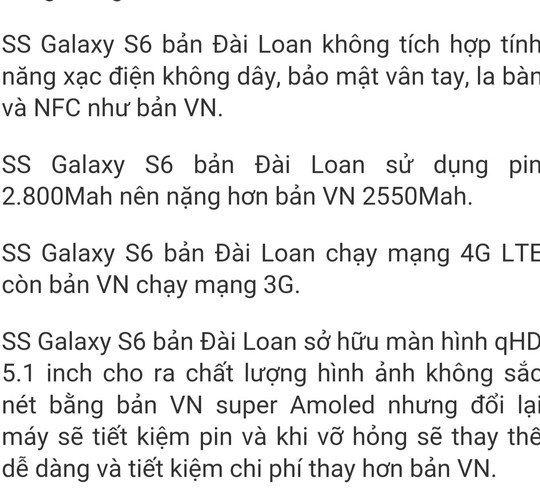 
Đại diện Samsung Việt Nam cho biết, việc Galaxy S6 không có những tính năng này là hoàn toàn không chính xác
