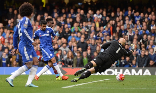 
Diego Costa mở tỉ số cho Chelsea sau đường chuyền thuận lợi của Willian
