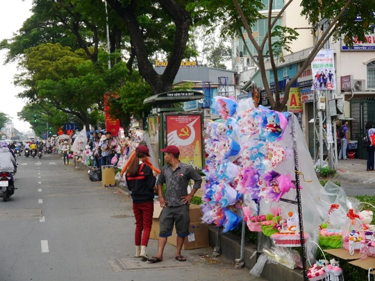 Tuyến đường Nguyễn Văn Cừ (quận 5) có rất nhiều điểm bán hoa và quà lưu niệm. Ảnh: Đức Nam