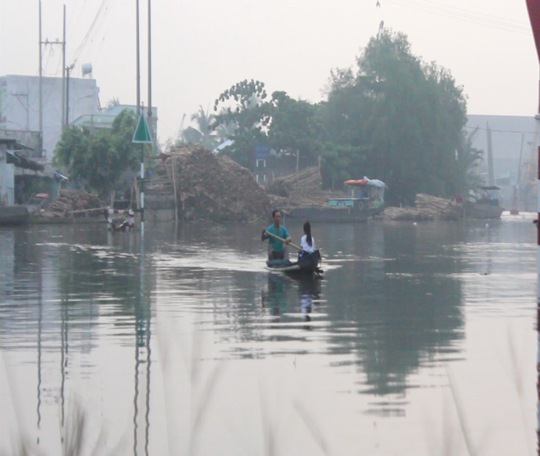 
Học sinh đến trường tr&ecirc;n những chiếc thuyền như thế
