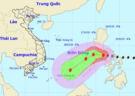 Vị trí và dự báo đường đi của bão Melor - Nguồn: Trung tâm Dự báo Khí tượng thủy van Trung ương