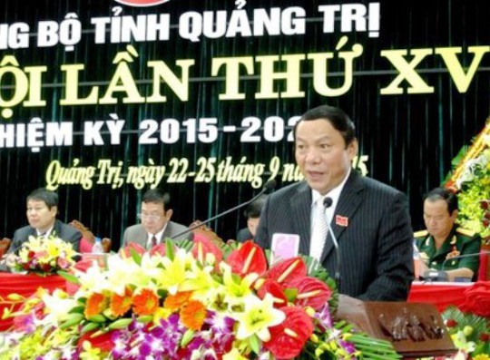 
Tân Bí thư Tỉnh ủy Quảng Trị Nguyễn Văn Hùng phát biểu tại hội nghị - ảnh Ngọc Vũ
