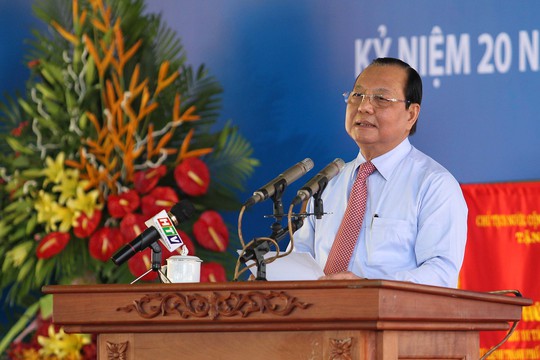 
Ủy viên Bộ Chính trị, Chỉ đạo Đảng bộ TP Lê Thanh Hải phát biểu tại lễ khánh thành Khu Truyền thống cách mạng Sài Gòn – Chợ Lớn – Gia Định sáng 27-12

