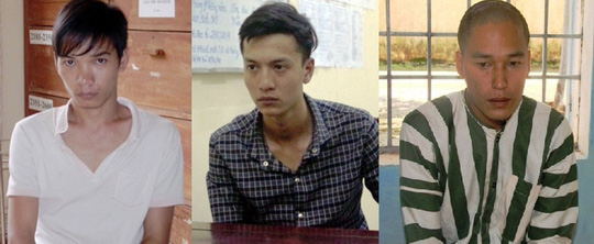 Bị can Vũ Văn Tiến, Nguyễn Hải Dương và Trần Đình Thoại (từ trái sang)