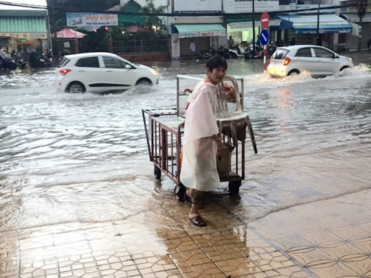 
Người dân vất vả mưu sinh khi mưa xuống
