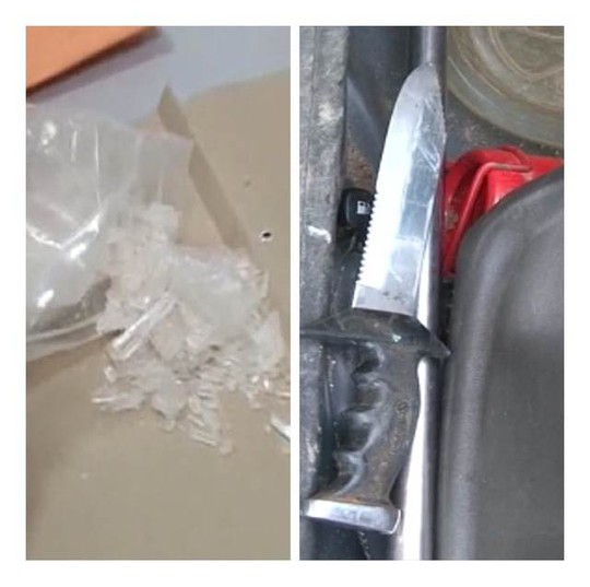 Con dao và ma túy đá, tang vật của vụ án, ảnh:CTV