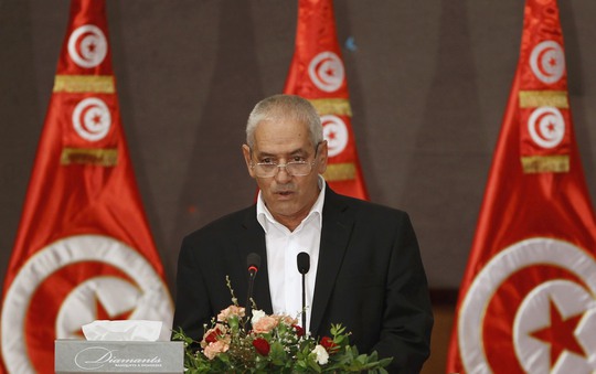 
Ông Houcine Abassi, Chủ tịch Tổng Liên đoàn Lao động Tunisia, phát biểu tại Hội nghị Đối thoại Quốc gia hồi tháng 10-2013. Ảnh: Reuters
