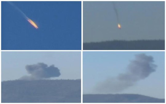 Hình ảnh chiếc máy bay Nga bị bắn hạ. Ảnh: Reuters