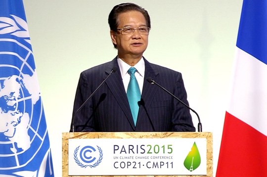 Thủ tướng Nguyễn Tấn Dũng phát biểu tại Hội nghị COP21Ảnh: VGP