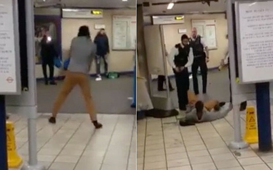 Cảnh sát bắt giữ kẻ gây ra vụ tấn công khủng bố bằng dao tại nhà ga tàu điện ngầm ở Leytonstone - AnhẢnh: TELEGRAPH