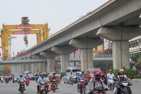 Dự án đường sắt trên cao Cát Linh - Hà Đông tăng tổng mức đầu tư hơn 315 triệu USD so với ban đầu Ảnh: VĂN DUẨN