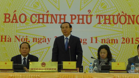 Bộ trưởng Nguyễn Văn Nên chủ trì buổi họp báo Chính phủ chiều 27-11