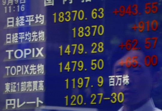 Bảng tỉ giá đồng Yen (Nhật) với USD (Mỹ) hôm 9-9. Ảnh: Reuters