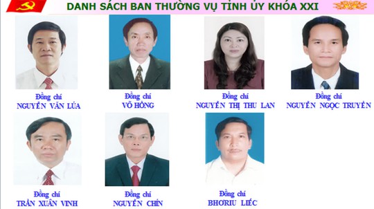 
Danh sách Ban Thường vụ Tỉnh ủy Quảng Nam khóa XXI
