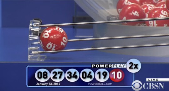 Powerball độc đắc tối 13-1 (giờ địa phương) là số 10. Ảnh: CBS News