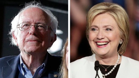 Bà Clinton (phải) và ông Sanders. Ảnh: Reuters