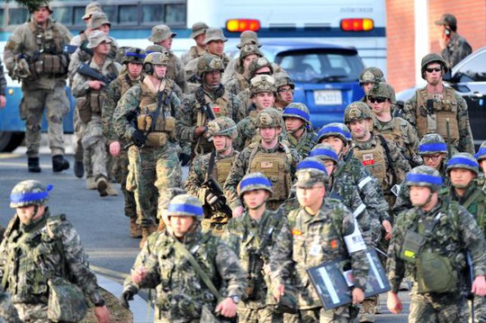 
Binh sĩ Mỹ và Hàn Quốc tham gia tập trận. Ảnh: Reuters
