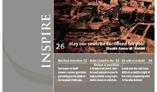 Tạp chí Inspire, trực thuộc Al-Qaeda. Ảnh: WASHINGTON TIMES