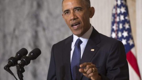 Tổng thống Obama phát biểu sau cuộc họp với các cố vấn an ninh quốc gia hôm 14-6. Ảnh: THE WASHINGTON POST
