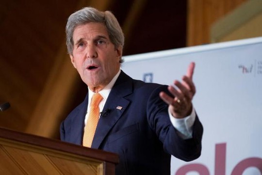 Ngoại trưởng Mỹ John Kerry phát biểu tại Oslo ngày 15-6. Ảnh: REUTERS