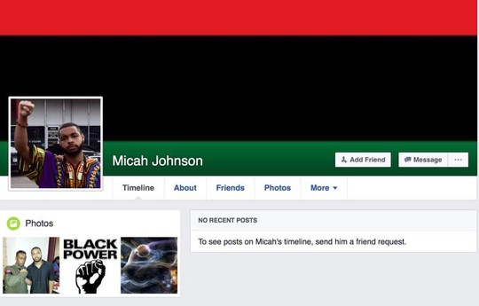 Trang Facebook có hình đại diện của Micah Johnson. Ảnh: FACEBOOK