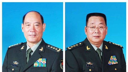 Tướng Li Jinai (trái) và tướng Liao Xilong. Ảnh: SCMP