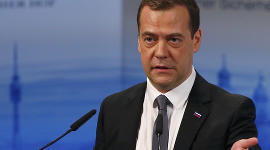 
Thủ tướng Dmitry Medvedev phát biểu tại Hội nghị An ninh Munich đang diễn ra ở Munich - Đức. Ảnh: Reuters
